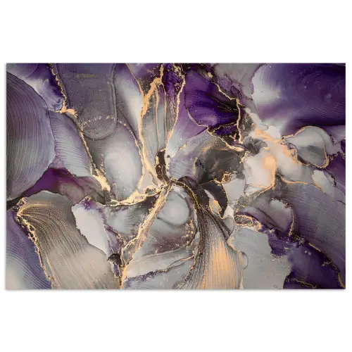 Goud - Paars - Marmer poster papier klein -3d