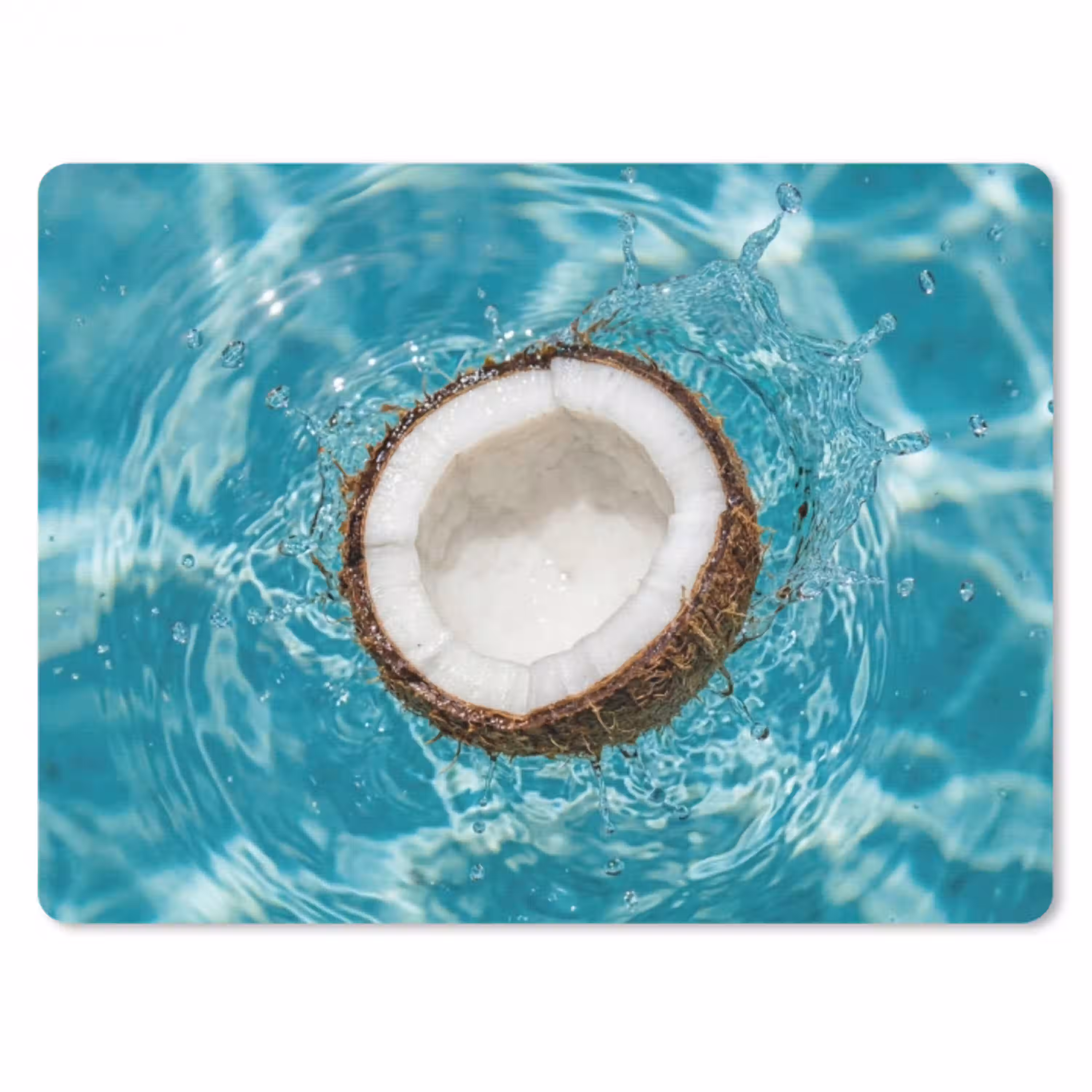 Kokosnoot - Water - Wit muismat rubber klein -3d