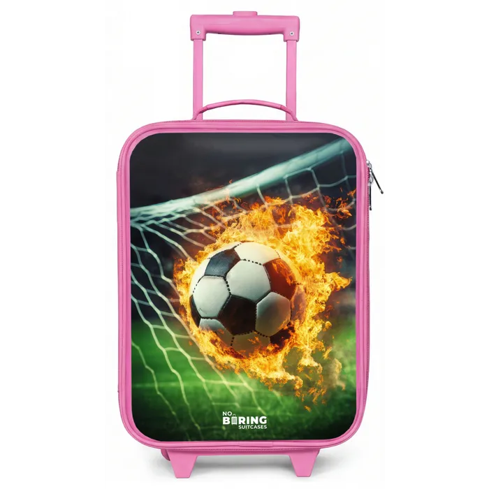 Vuurvoetbal in doelnet vastgelegd Kinderkoffer - Roze klein -zz3dotto