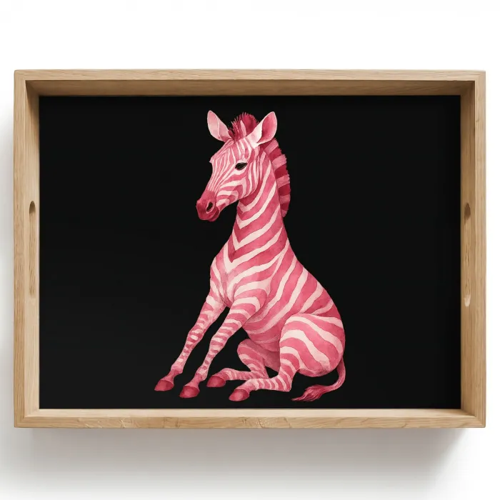 Zebra - Roze - Gestreept Dienblad Rechthoek middel -z3d_shopping