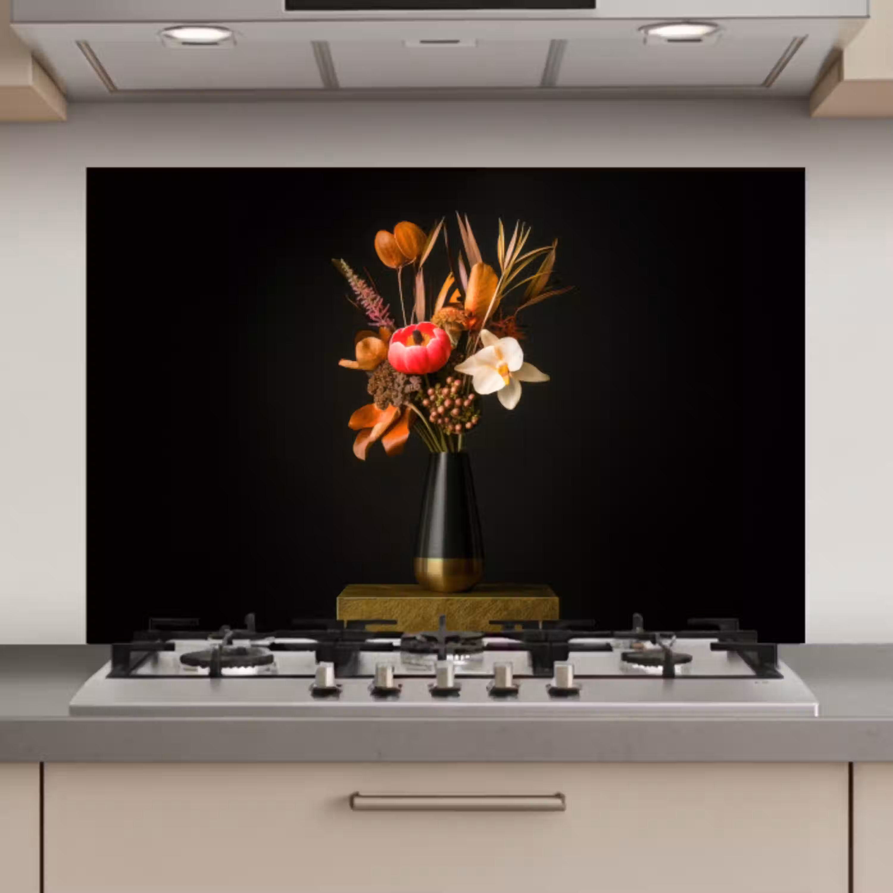 Boeket - Oranje - Gouden - vaas keuken achterwand spatscherm klein -3d_website