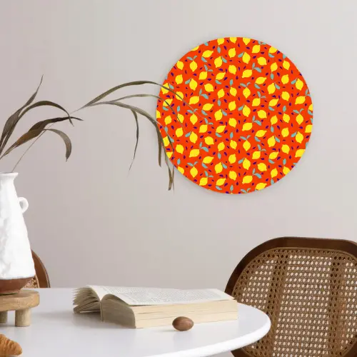 Oranje - Citroen - Geel - Blauw Wandcirkel kunststof plaat 5mm dik klein 188 -sfeer4