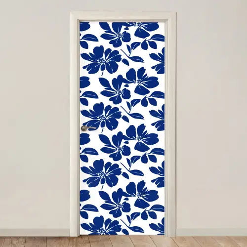 Floraal - Modern - Blauw deurposter klein 289 -3d_beige
