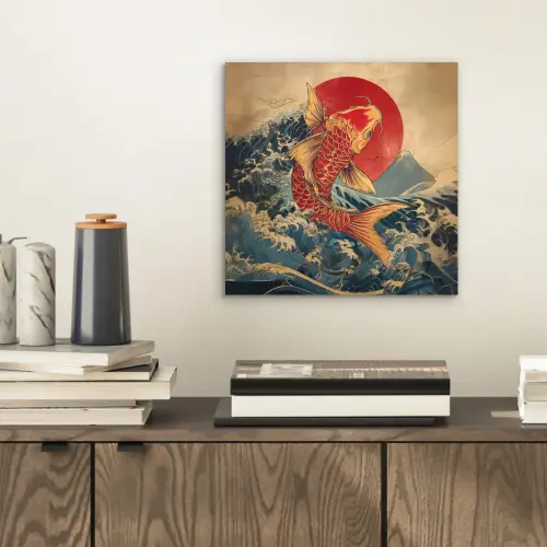 Koi - Zee - Golven - Zon aluminium wit klein -sfeer1