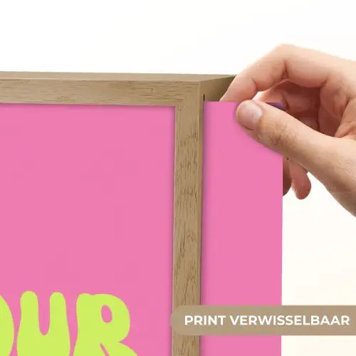 Roze - Groene bonjour - Organisch Light Box met batterij (Wandlamp) middel -USP_websiteprintNL