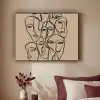 Gezichtenzee - Lijntekening - Abstract Textielframe zwart klein -sfeer1