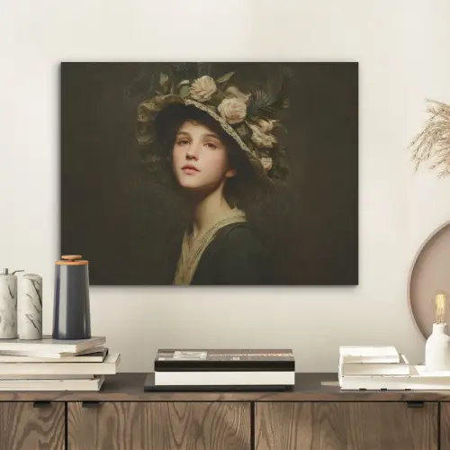 Bloemenhoed - Portret - Vrouw PET vilt klein -sfeer1