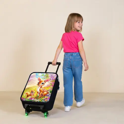 Hertje en eekhoorn in kleurrijk bloemenveld Kinderkoffer - Zwart klein -sfeer1