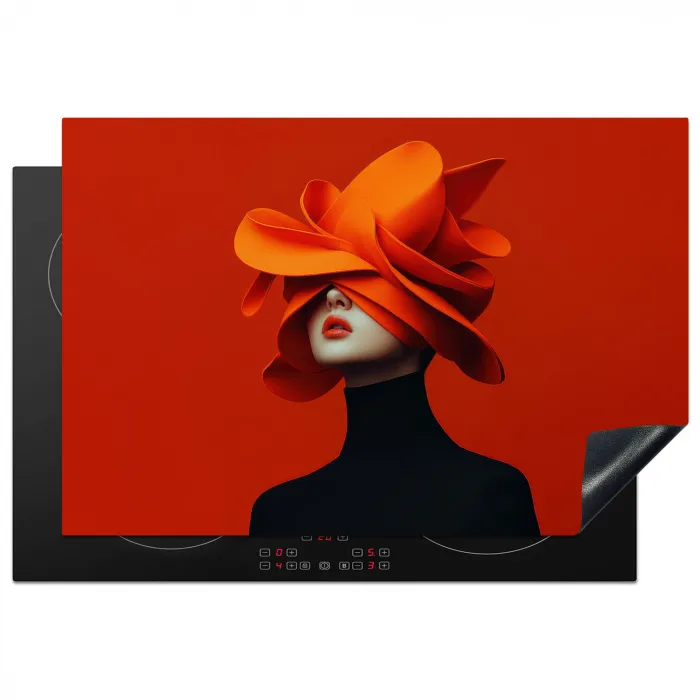 Oranje - Hoed - Vrouw Inductie beschermer vinyl 3mm klein -3d