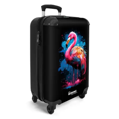 Gekleurde flamingo voor een verfexplosie NBS - Handbagage koffer - Unisex middel -productfoto_3d