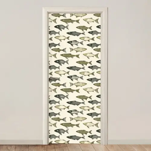 Vissen - Klassiek - Groen deurposter klein 289 -3d_beige