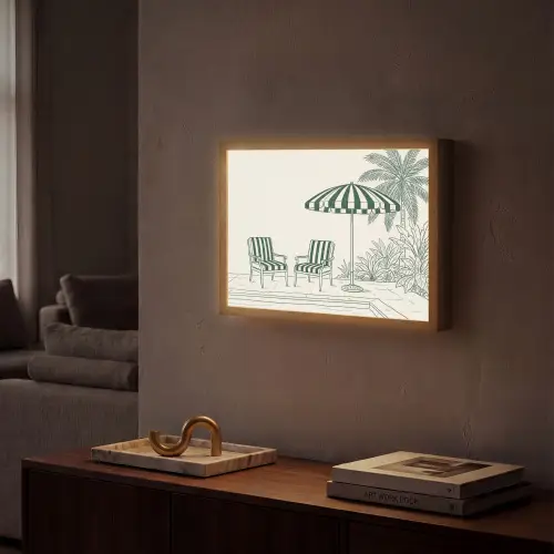 Terras - Illustratie - Groen Light Box met batterij (Wandlamp) middel -sfeer1