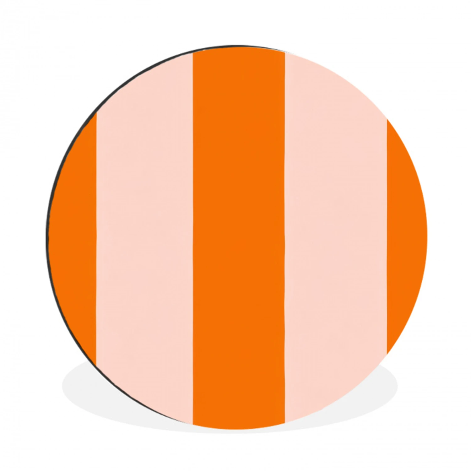 Strepen - Modern - Oranje Wandcirkel aluminium klein 190 -3d