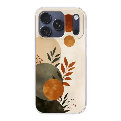 Vormen - Rond - Bladeren - Beige Telefoonhoesje iPhone 17 Pro klein -3d