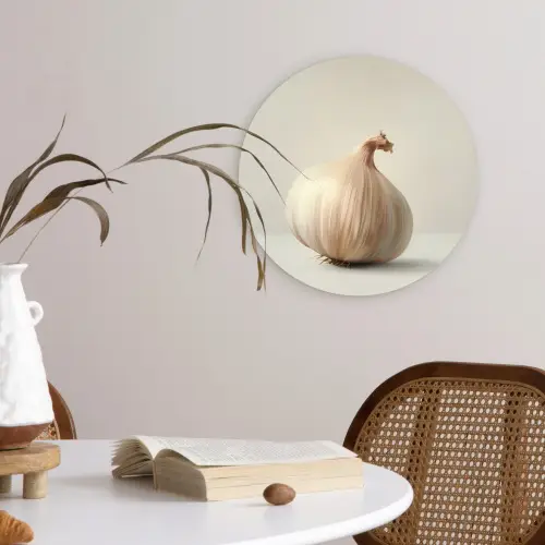 Knoflook - Natuurlijk - Beige Wandcirkel plexiglas klein -sfeer4