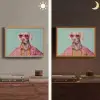Hond - Overhemd - Bloemen - Bril Light Box met batterij (Wandlamp) middel -sfeer3