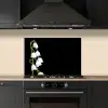 Lelietjes van dalen - Bloemen - Zwart - Flora keuken achterwand spatscherm klein -sfeer1