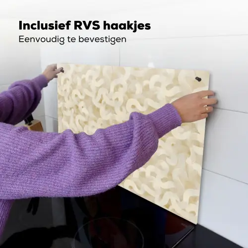 Abstract - Lijnen - Beige Inductie beschemer met haakjes klein 777 -ky-ophangen-nl