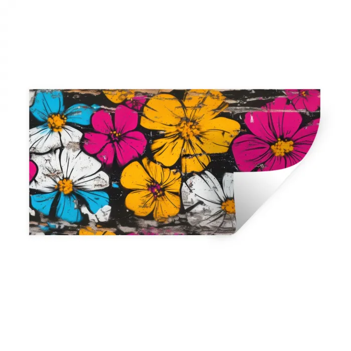 Street Art - Bloemen - Mix Muursticker klein -3d