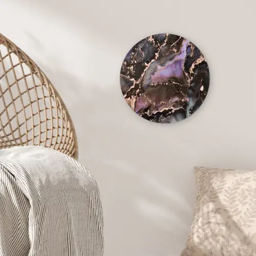 Marmer - Goud - Roze Wandcirkel kunststof plaat 5mm dik klein -sfeer5