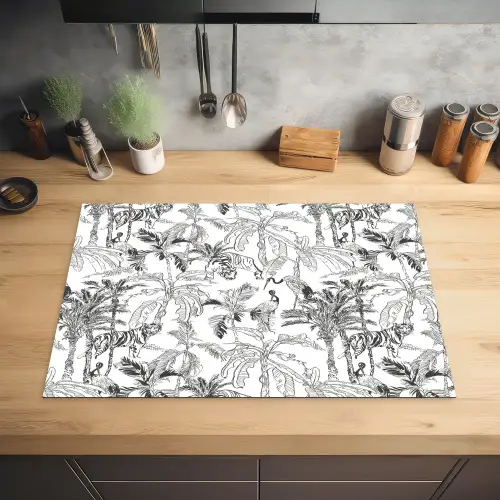 Tijger - Oerwoud - Grijs Inductie beschermer vinyl 3mm klein 276 -sfeer5
