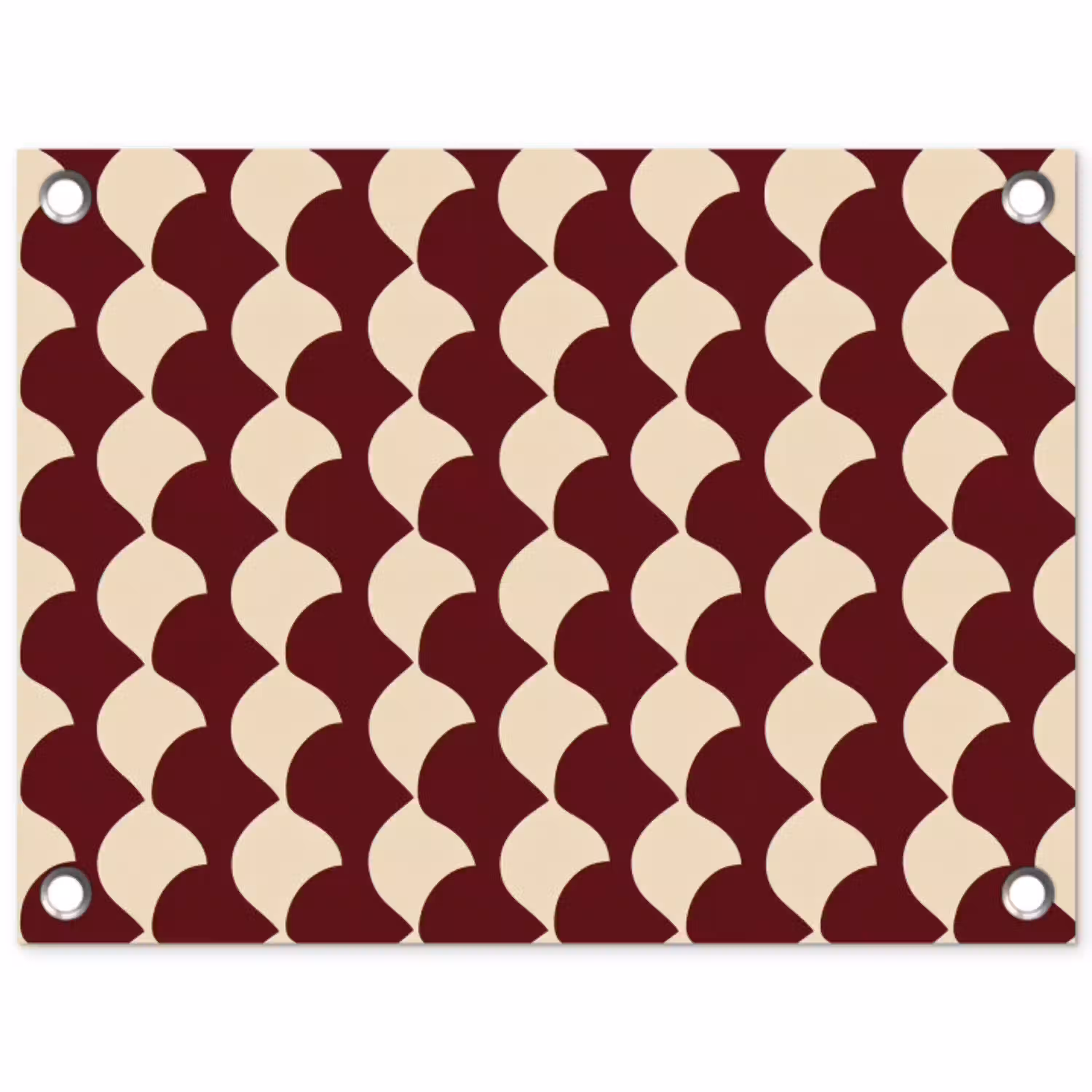 Rood - Tegelpatroon - Crème tuinposter los doek klein 239 -3d
