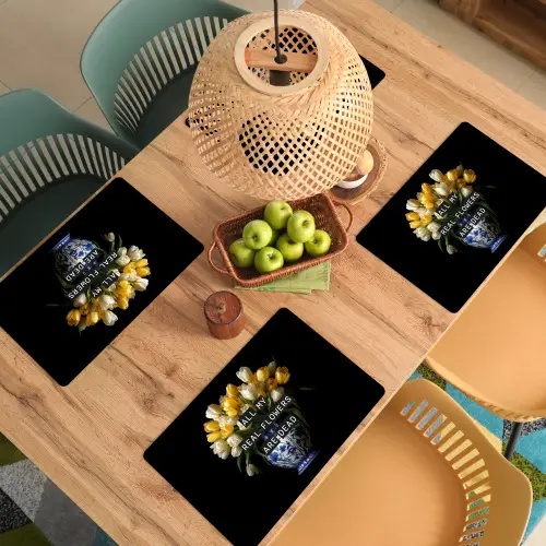 Quotes - Bloem - Tulp - Geel Placemat vinyl groot -zzsfeer5_Kitchenyeah-website