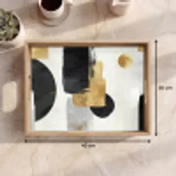 Goud - Rechthoeken - Cirkels - Abstract Dienblad Rechthoek middel -USP_Formaat