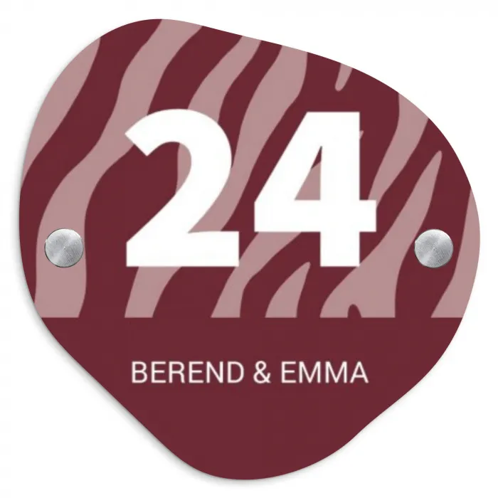 Bordeaux zebra - Klassiek Naambord Organisch middel -3d