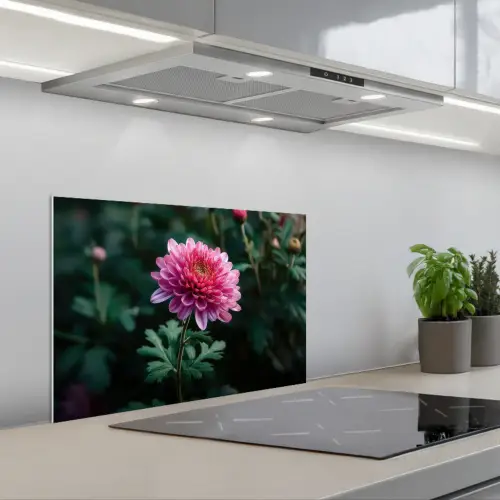Blad - Chrysant - Roze - Schaduw keuken achterwand spatscherm klein -3d_schuin