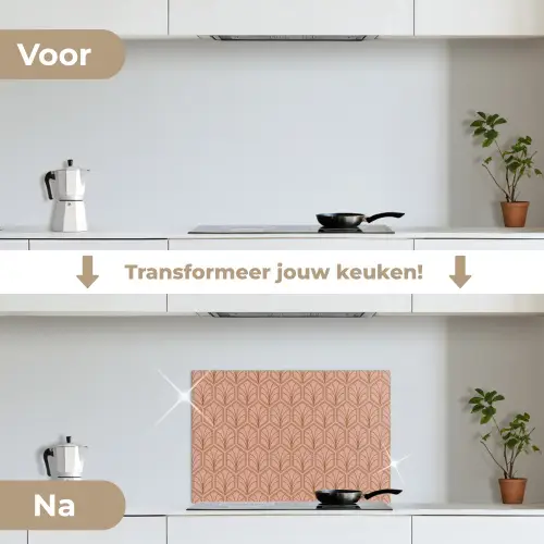 Zalmroze - Patroon - Geometrisch keuken achterwand spatscherm klein 900 -voor_na_NL