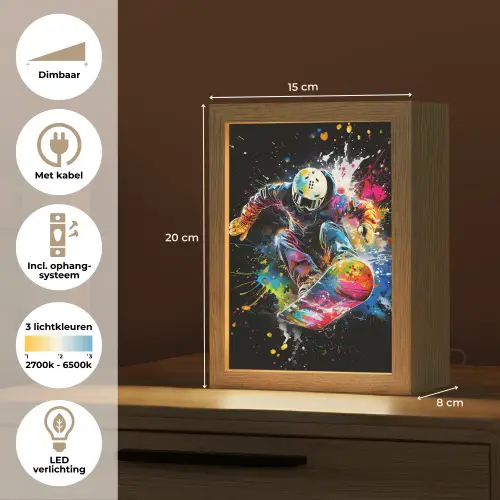 Graffiti - Sport - Snowboarden - Wintersport Light Box met kabel (Tafellamp) klein -USP_NL