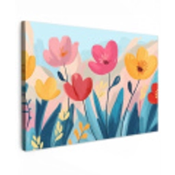 Illustratie - Bloemen - Kleurrijk Tuinposter op houten frame 2 cm dik klein -3d