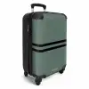 Groene achtergrond met dubbele zwarte horizontale strepen NBS - Handbagage koffer - Volwassenen Unisex middel -productfoto_3d