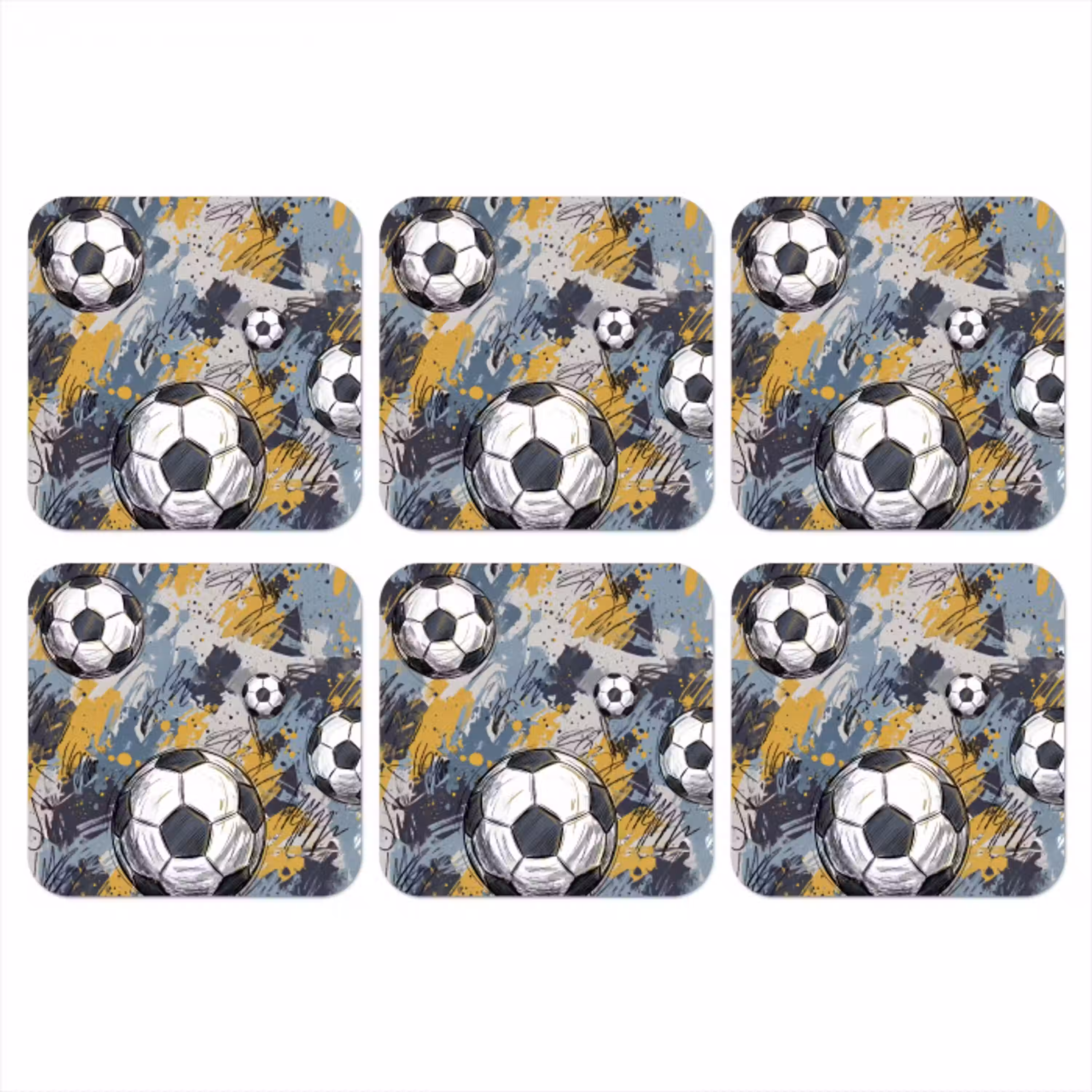 Voetbal - Abstract - Sport - Kleurrijk onderzetter kurk middel -3d