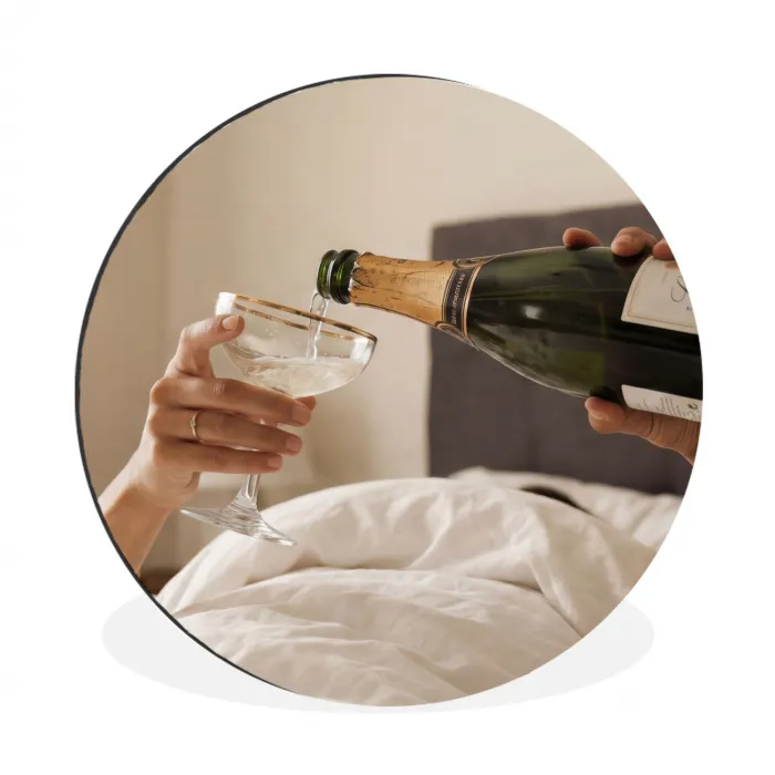 Champagne - Bed - Bubbels Wandcirkel aluminium klein -3d