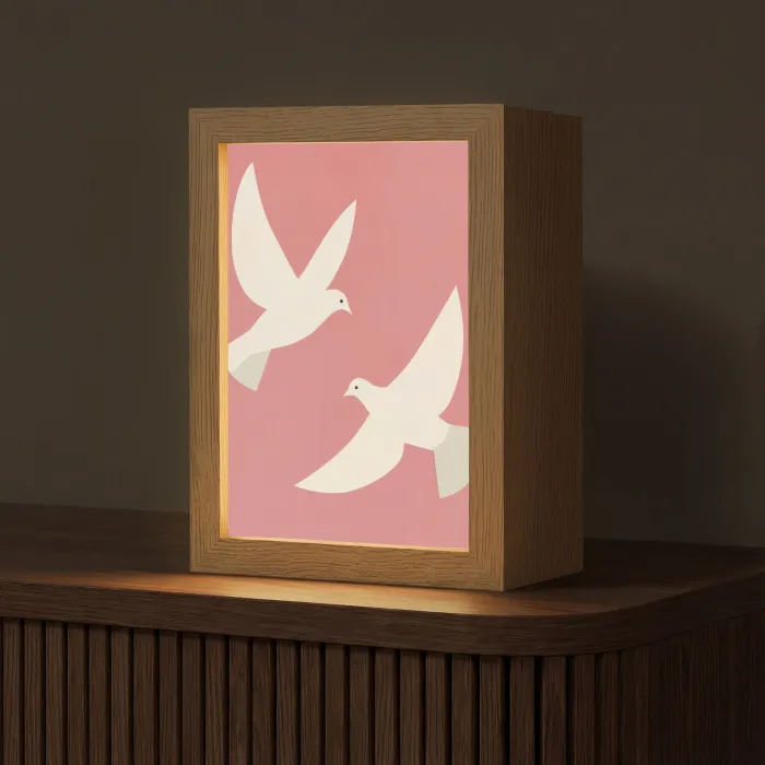 Duiven - Wit - Sierlijk Light Box met kabel (Tafellamp) klein -z3d_website