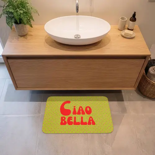 Ciao bella - Rood - Groen - Stippen Badmat klein -sfeer1