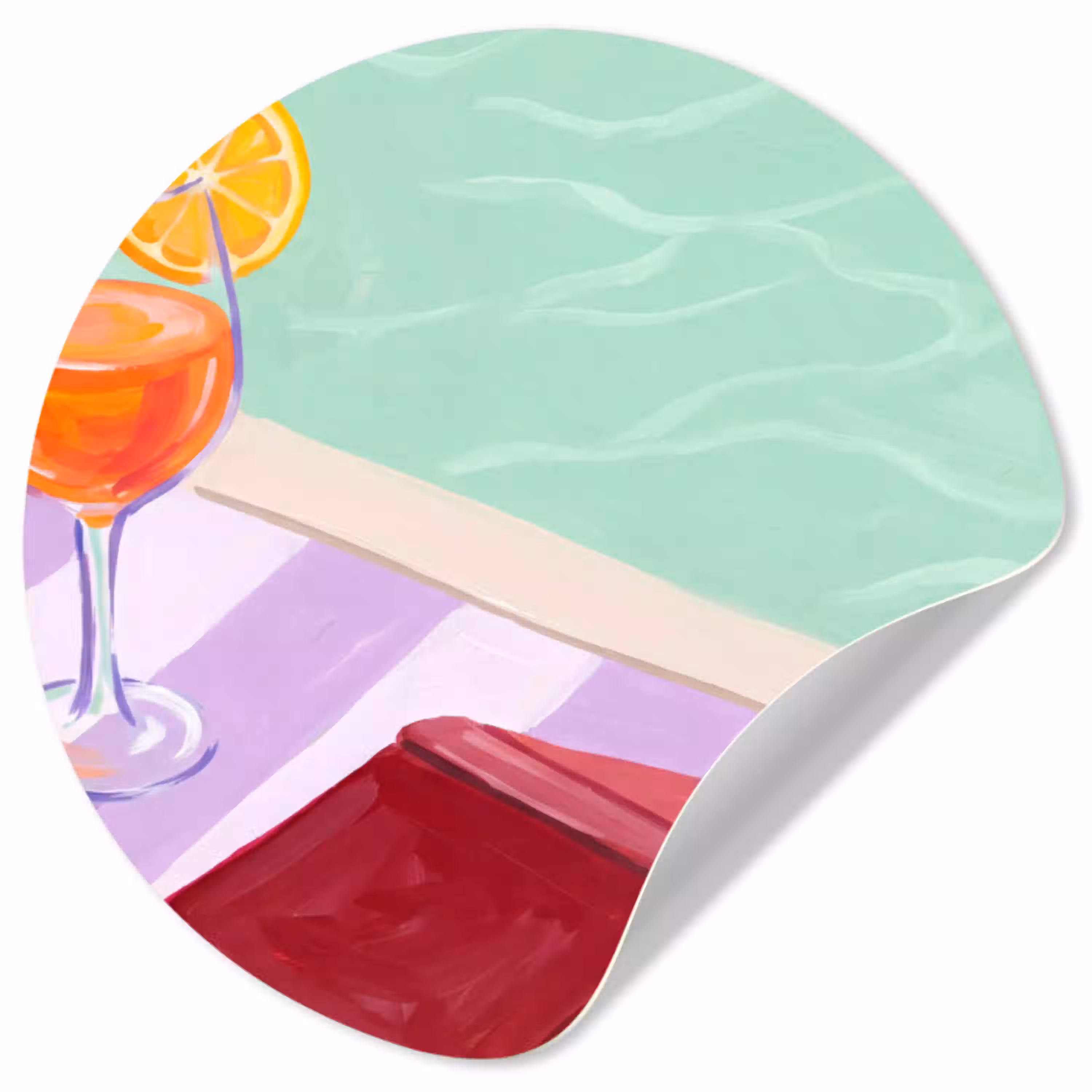 Cocktail - Zwembad - Zomer Wandcirkel behangsticker klein -3d