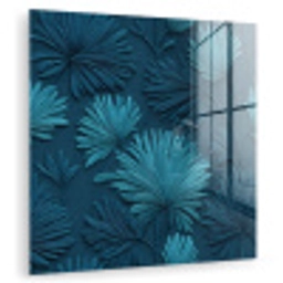 Bladeren - Reliëf - Patroon - Oceaanblauw - Modern plexiglas 5mm klein 11 -zzzproduct_nieuw