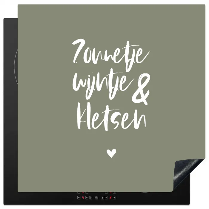 Zomer - Tekst - Zonnetje, wijntje & kletsen - Quotes Inductie beschermer vinyl 3mm middel -3d