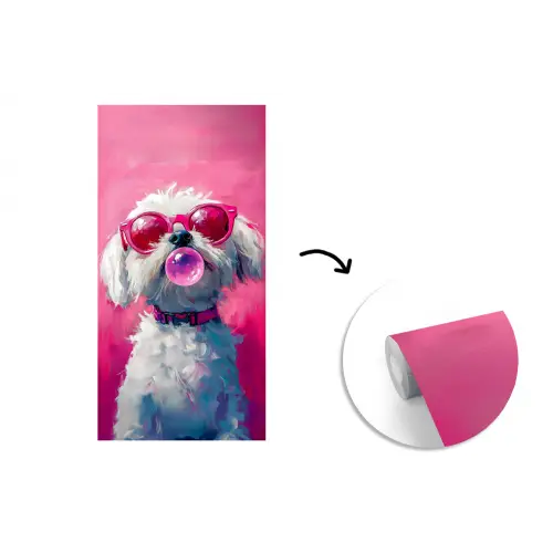 Pink - Hond - Bubbel fotobehang vinyl groot -3d