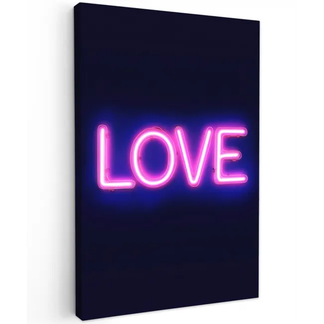 Neon - Love - Valentijn Tuinposter op houten frame 2 cm dik klein -3d