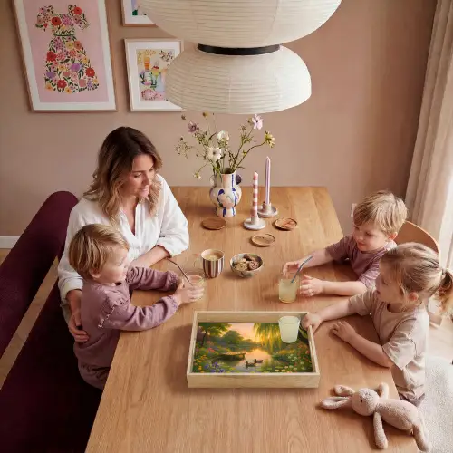 Eenden - Vijver - Bloemen Dienblad Rechthoek middel -sfeer4