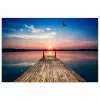Steiger - Water - Zonsondergang - Roze - Horizon poster papier klein -3d