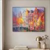 Grachtenpanden - Kunst - Schilderij - Amsterdam Textielframe zwart klein -sfeer2