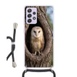 Kerkuil - Boom - Natuur - Bruin Hoesje Samsung Galaxy A52 5G met koord klein -3d
