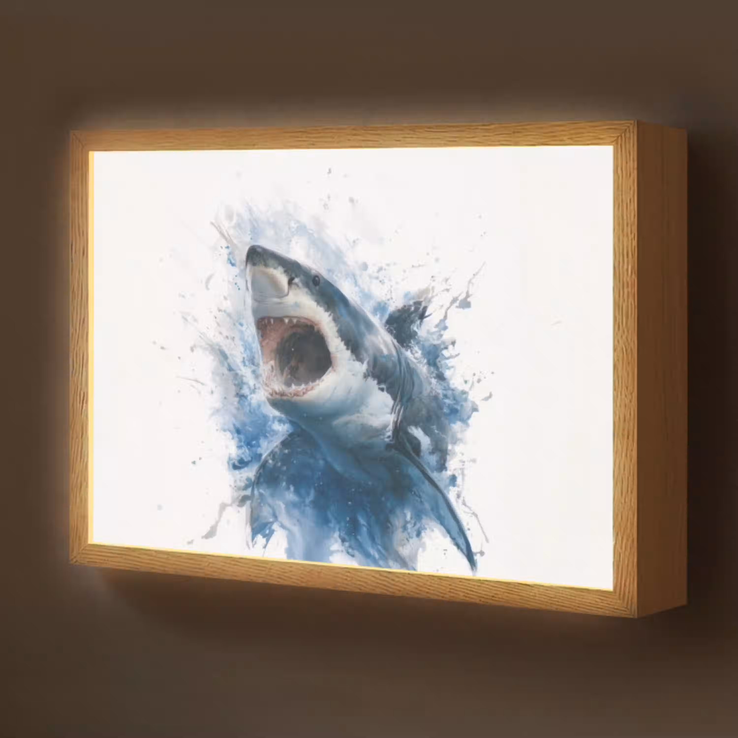 Haai - Blauw - Water Light Box met batterij (Wandlamp kind) middel -z3d_website
