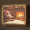 Winter - Kerst - Huis - Openhaard Light Box met batterij (Wandlamp) middel -z3d_website