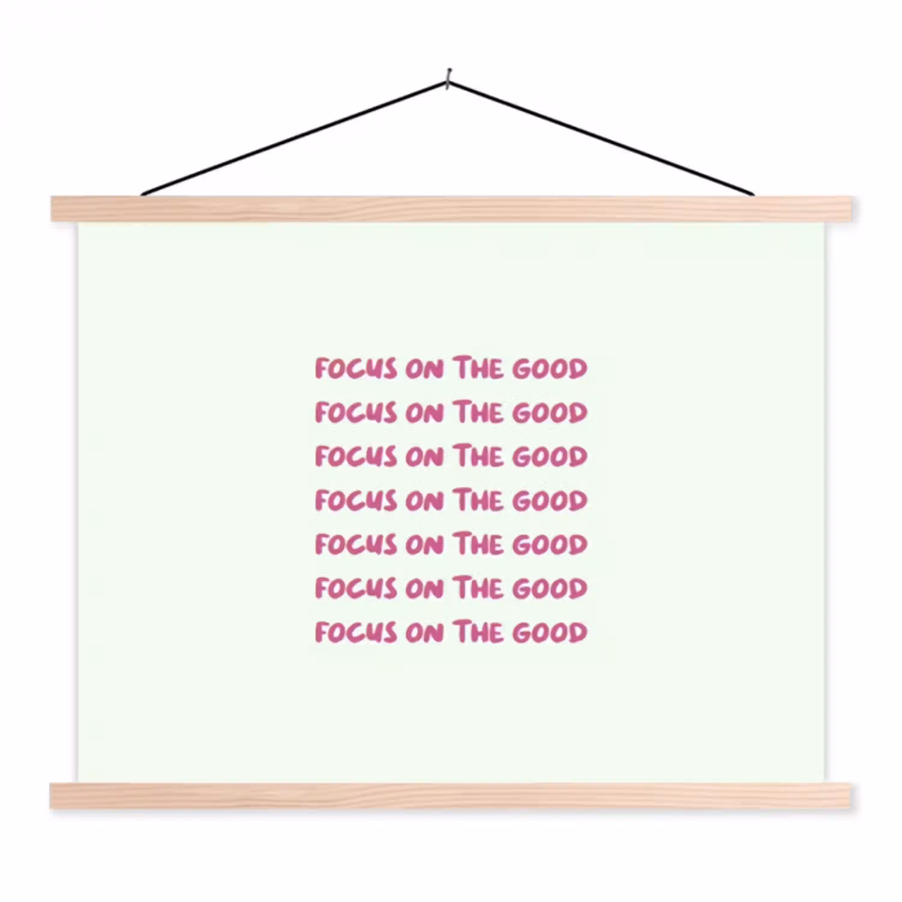 Focus on the good - Roze textielposter latten blank klein -3d